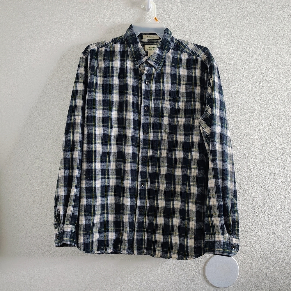 L.L.Bean Traditional Fit Plaid Flannel Button Down Shirt Men’s XL 100% Cotton